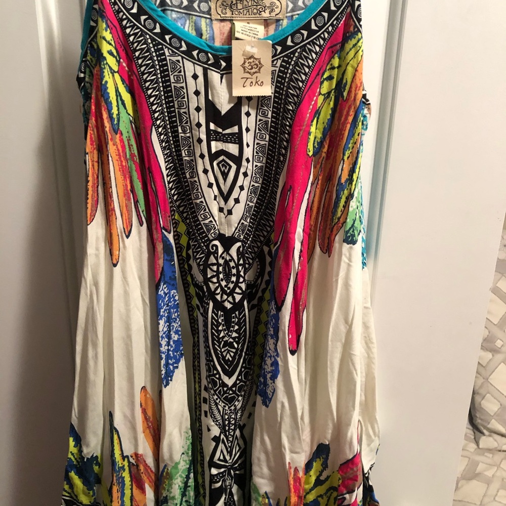 Vibrant long tank or dress depending on height!